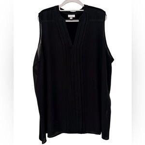 Avenue Pleated Front Keyhole Sleeveless V Neck Career Tank Blouse‎ Size 22/24